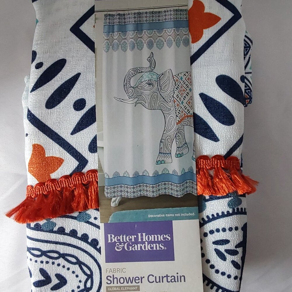BETTER HOMES & GARDEN "Global Elephant" 🐘 ❣️ Chic Bohemian Fun Shower Curtain